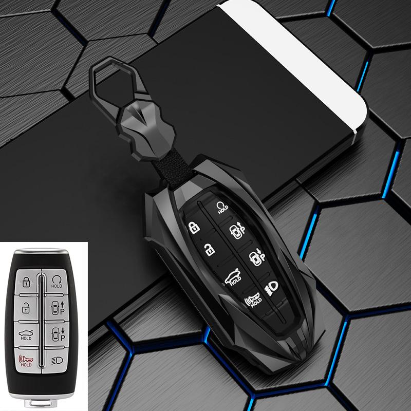 Zinc Alloy 8 Button Car Key Cover Case For Hyundai Genesis G80 GV70 GV80 2019 2020 2021 2022 Remote Key Holder Auto Accessories