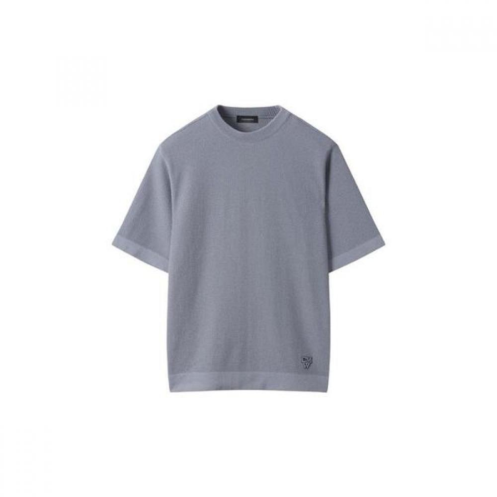 Customellow Grey Texture Half Round Neck Sweater Cwwam25422gyx Grey/95