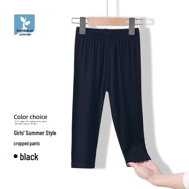 Girls' Modal Leggings for Spring/Summer - Black or White Dance Pants, Medium/Large Sizes