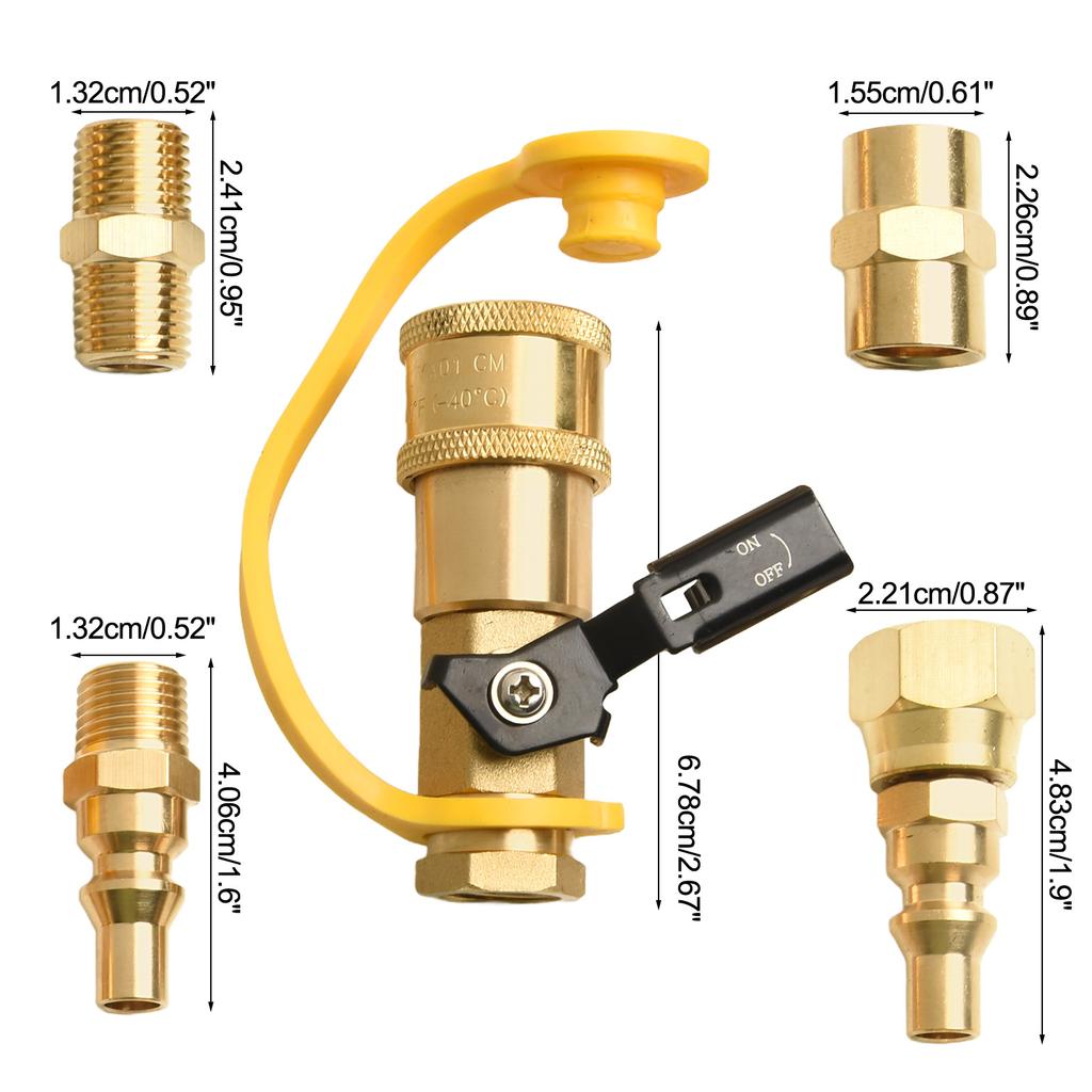 Brass Material Outdoor Barbecues Propane Adapter Kit Low Pressure Propane Shut-off Valve Quick Wrench Connector