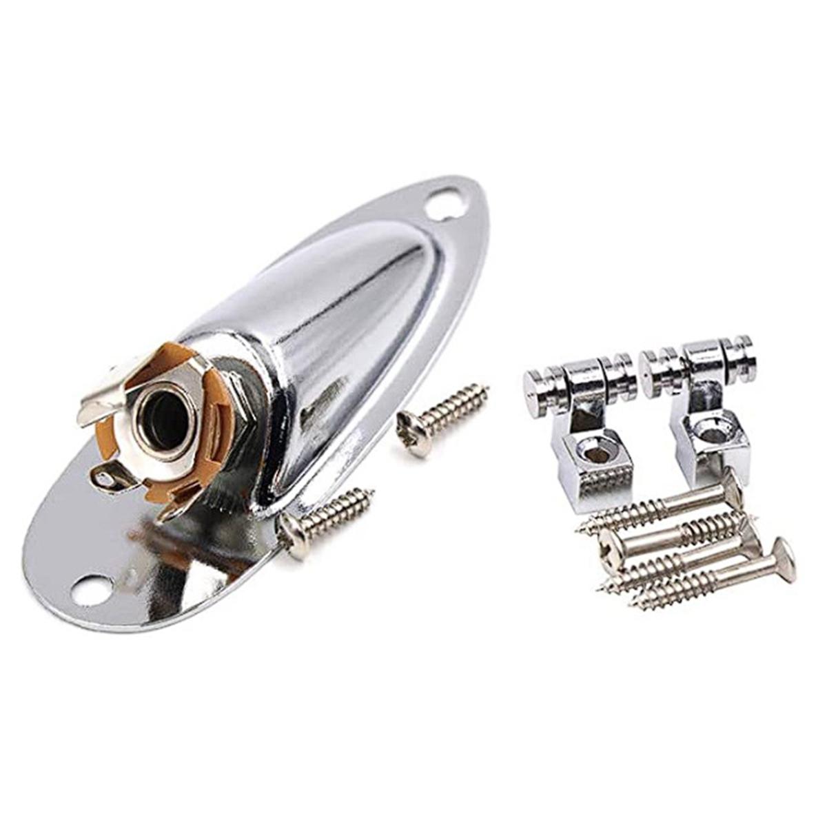 

Classy-Electric Guitar Pickup Boat Style Output Jack With Roller Style Guitar String Retainers Guitar Part срібний