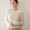 Women's Solid Color Cashmere Knit Pullover Sweater - Round Neck, Loose Fit, Slimming Base Layer for Autumn/Winter