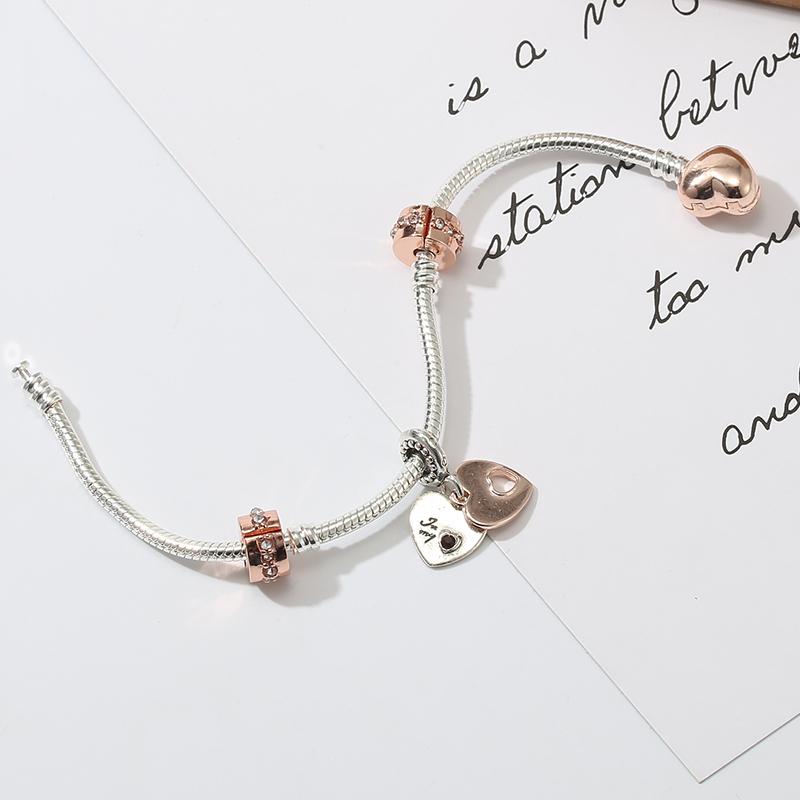 Love You Forever Beads Charm Bracelets Elegant Silver Color Snake Chain Bracelets For Women Lover Jewelry Gift Special Offer