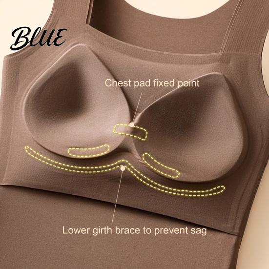 Thermal Insulation Tank Undershirt Chest Lined Sleeveless Women Fleece Top for Underwear with Pads Built