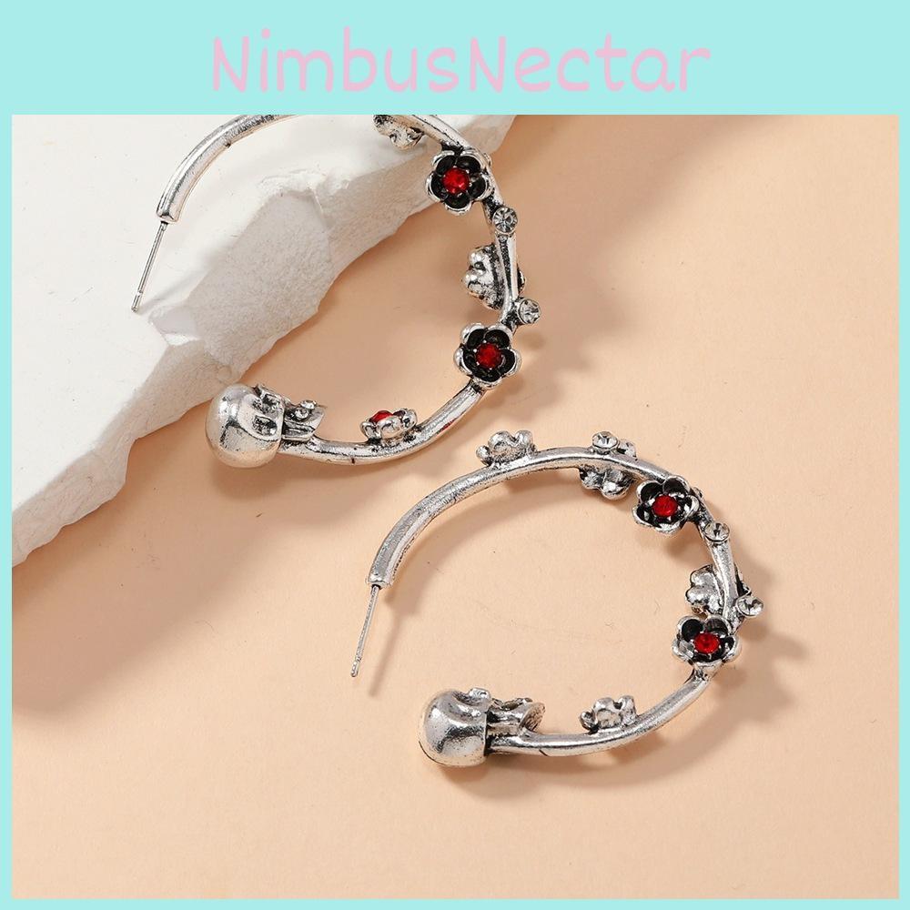 Skull Waterdiamond Gothic Earrings For Women With Vintage Animal Design Pattern