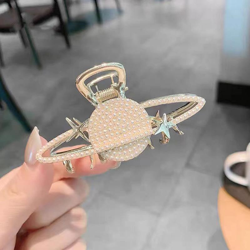 Hair Clip Elegant Pearl  Planet Hair Claw For Women Girls Versatile Shark Clip Exquisite Hair Accessories Gift