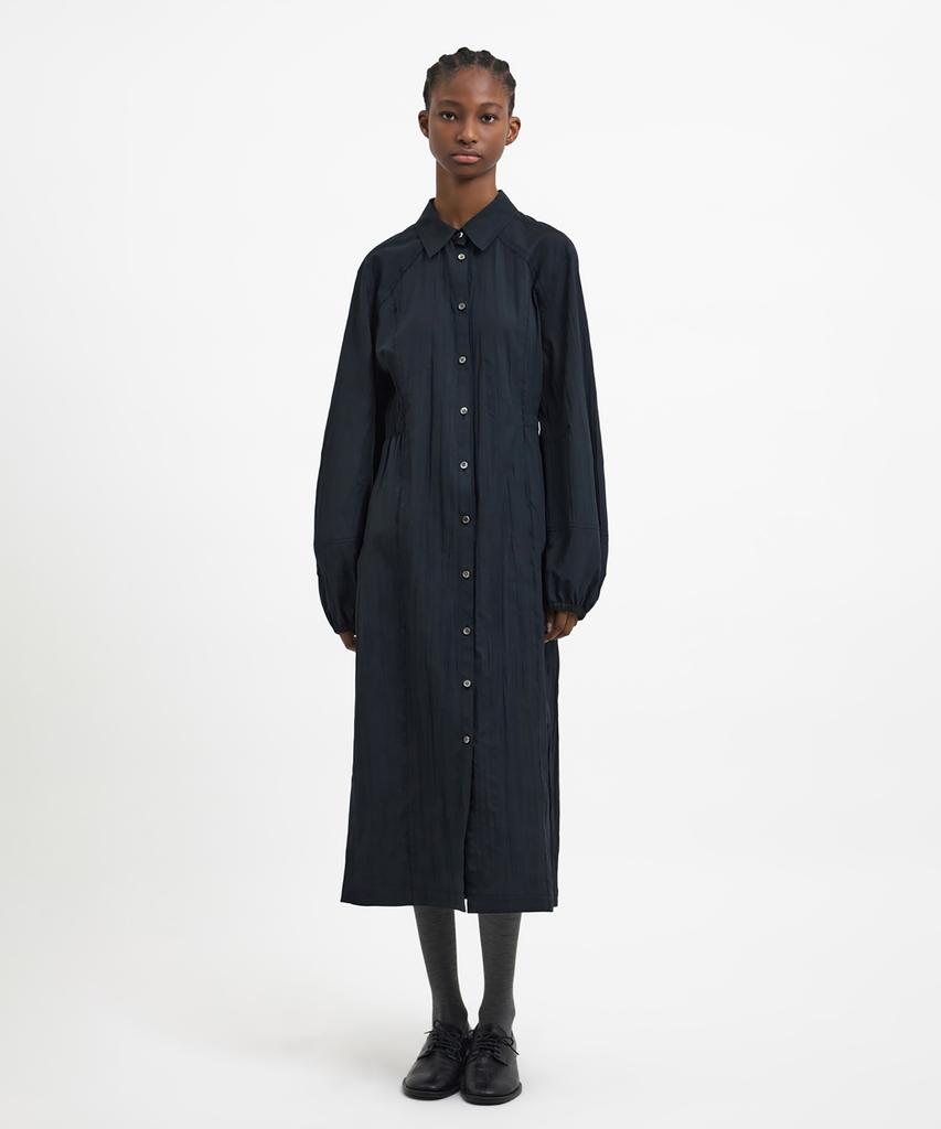 Youth Side-Slit Shirt Dress - Black