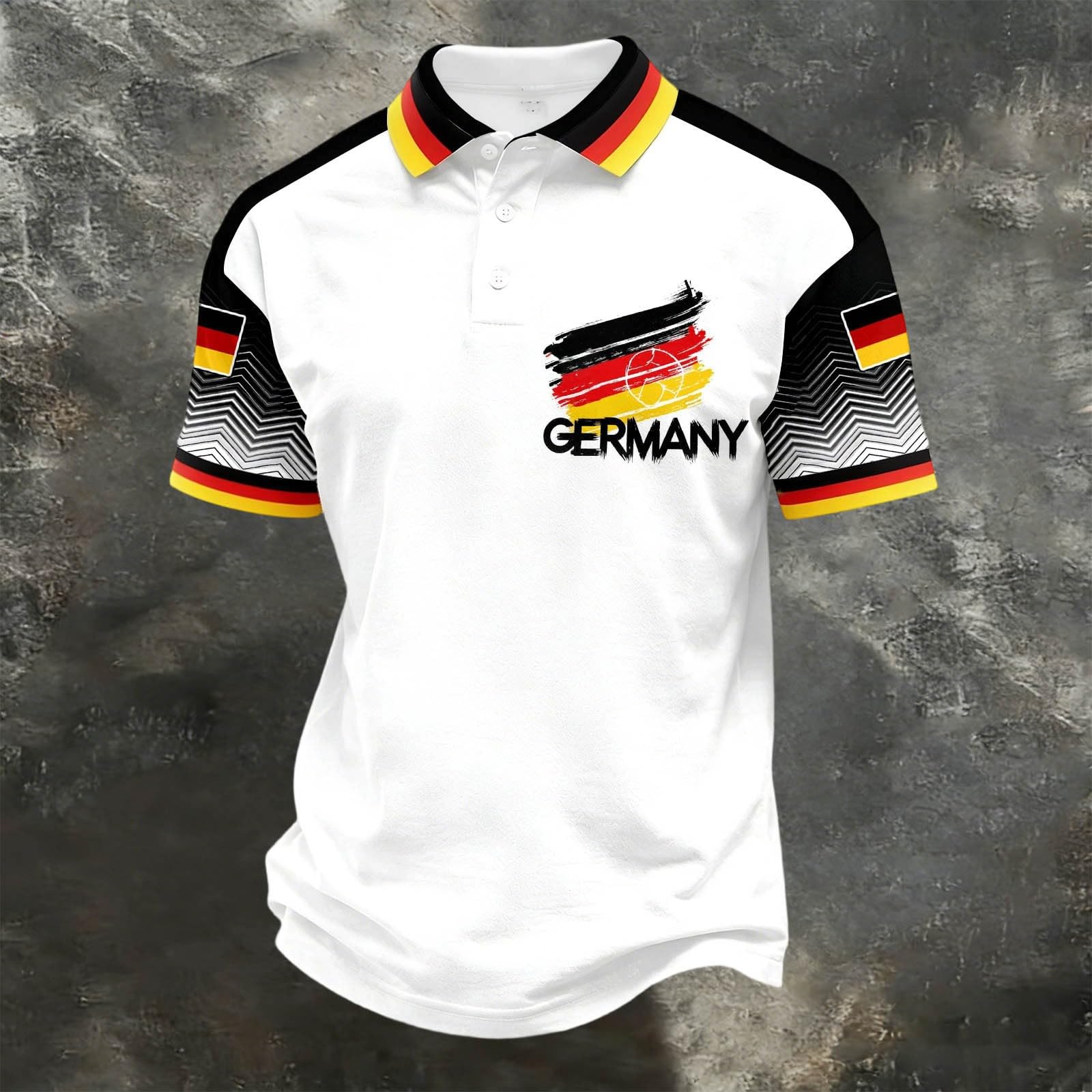 Unisex Casual Polo Shirt Loose Fit Short Sleeve Germany Flag Print Lightweight Breathable Fabric Summer Top L бежевый