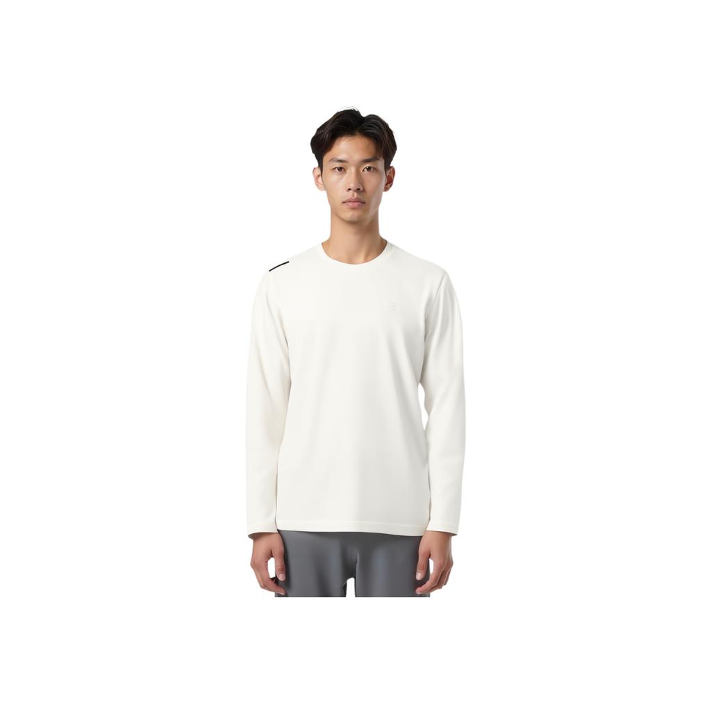 FILA White Minimalist Solid Color Fashion Classic Casual Versatile Comfortable Knit Long Sleeve T-Shirt Men Tops F11M543219FWT