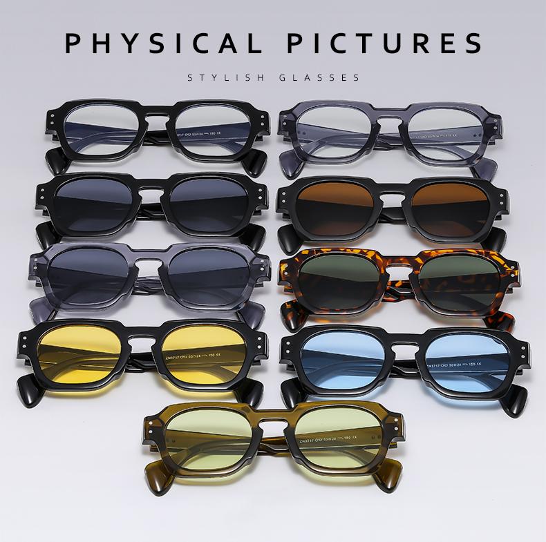 4pcs Fashion Square Sunglasses Women Luxury Brand Sun Glasses Retro Designer Men Trending Black Grey Glasses Shades UV400