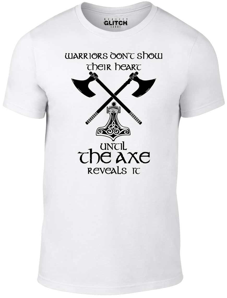 Warriors Don t Show Their Heart T-Shirt Mens Womens Tees Top - Funny T Shirt Mens Womens Tees Top Vikings Norse retro film 2XL