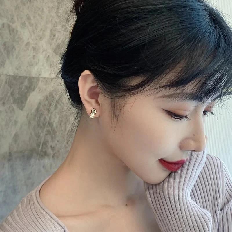 Huitan Funny Slipper Shaped Stud Earrings Full CZ Bling Bling Dainty Ear Stud for Women Daily Wear Dance Party Statement