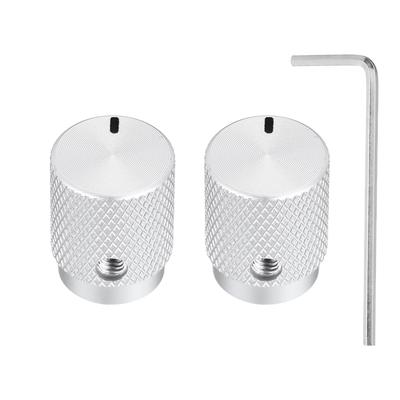 Uxcell Aluminum Potentiometer ID X OD X Universal Volume and Tone Control Knob for Guitar and Oval Silver 2-Piece Knob, 1/4" (6mm) 1/2" (12.5mm) 5/8"