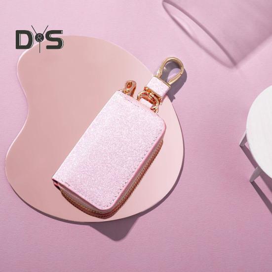 Faux din piele auto cheie husă mini portabil sclipici bărbați femei mașina cheie geantă breloc telecomandă cheie suport fermoar geantă protector husă