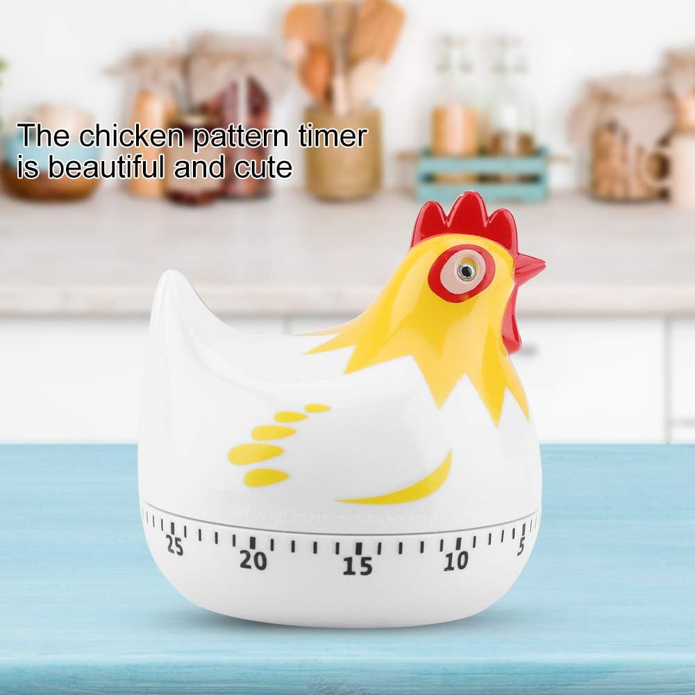 Jadeshay Kitchen Chicken Pattern Baking Timer,Chicken Pattern Countdown Kitchen Timer Reminder for Cooking Baking(White)