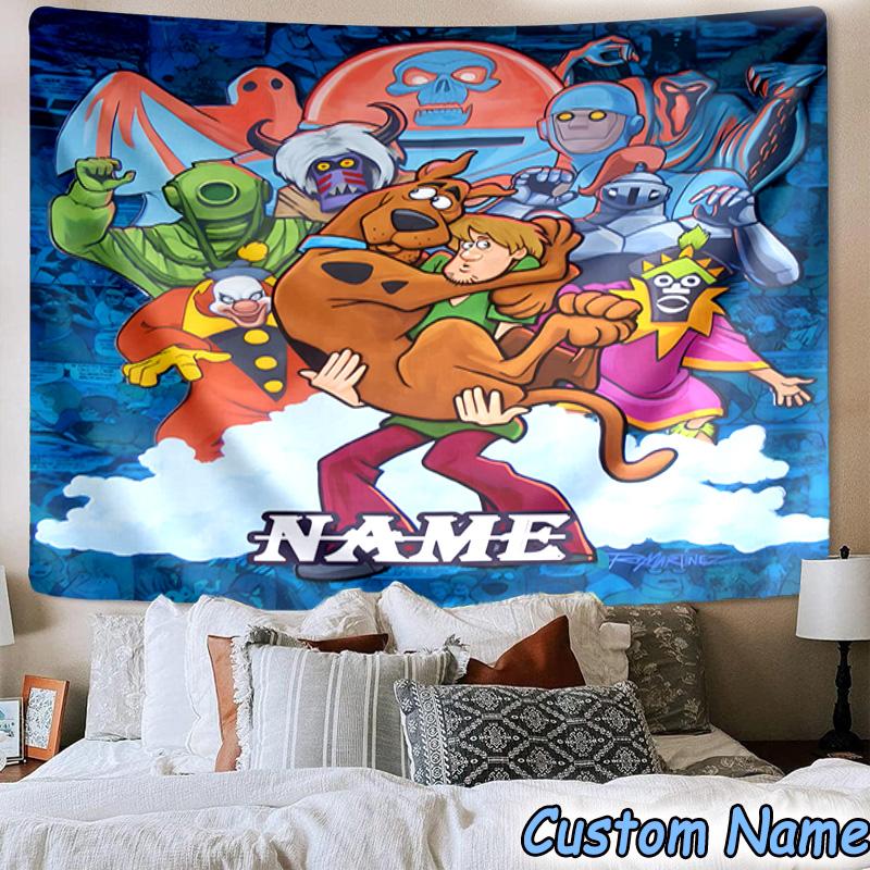 Custom Name Tapestry Scooby dog Tapestry, Unique Design Tapestry, Suitable for Bedroom,Livingroom, Playroom,Heartwarming Fan Holiday Gifts