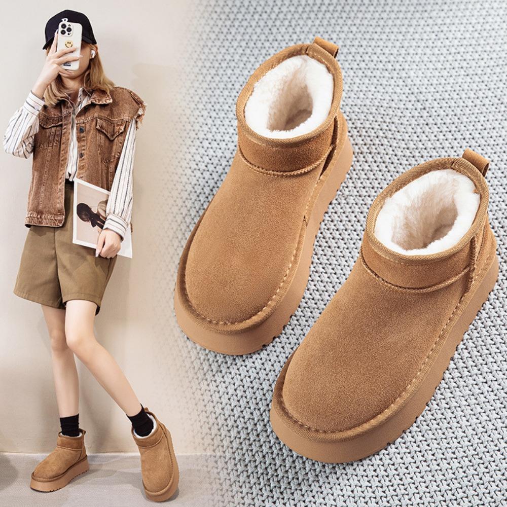 Winter Velvet To Increase Warmth Thick Soled Short Tube Cotton Shoes for Women