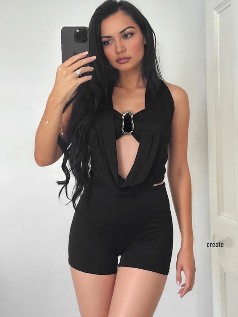 European & American Style Sexy Strappy Backless Two-Piece Set – Women’s Socialite High-End Sleeveless Swing Skirt