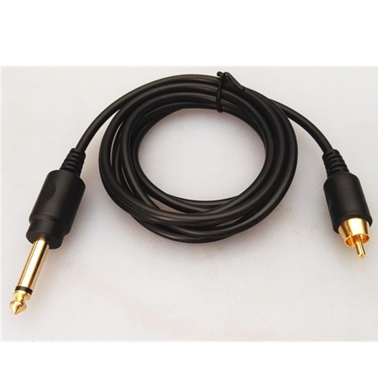 Tattoo Power Supply RCA Cable, Gold-Plated, Copper Core, 6.35mm Connector, Soft Skin, 2A Permanent Makeup Machine Cord
