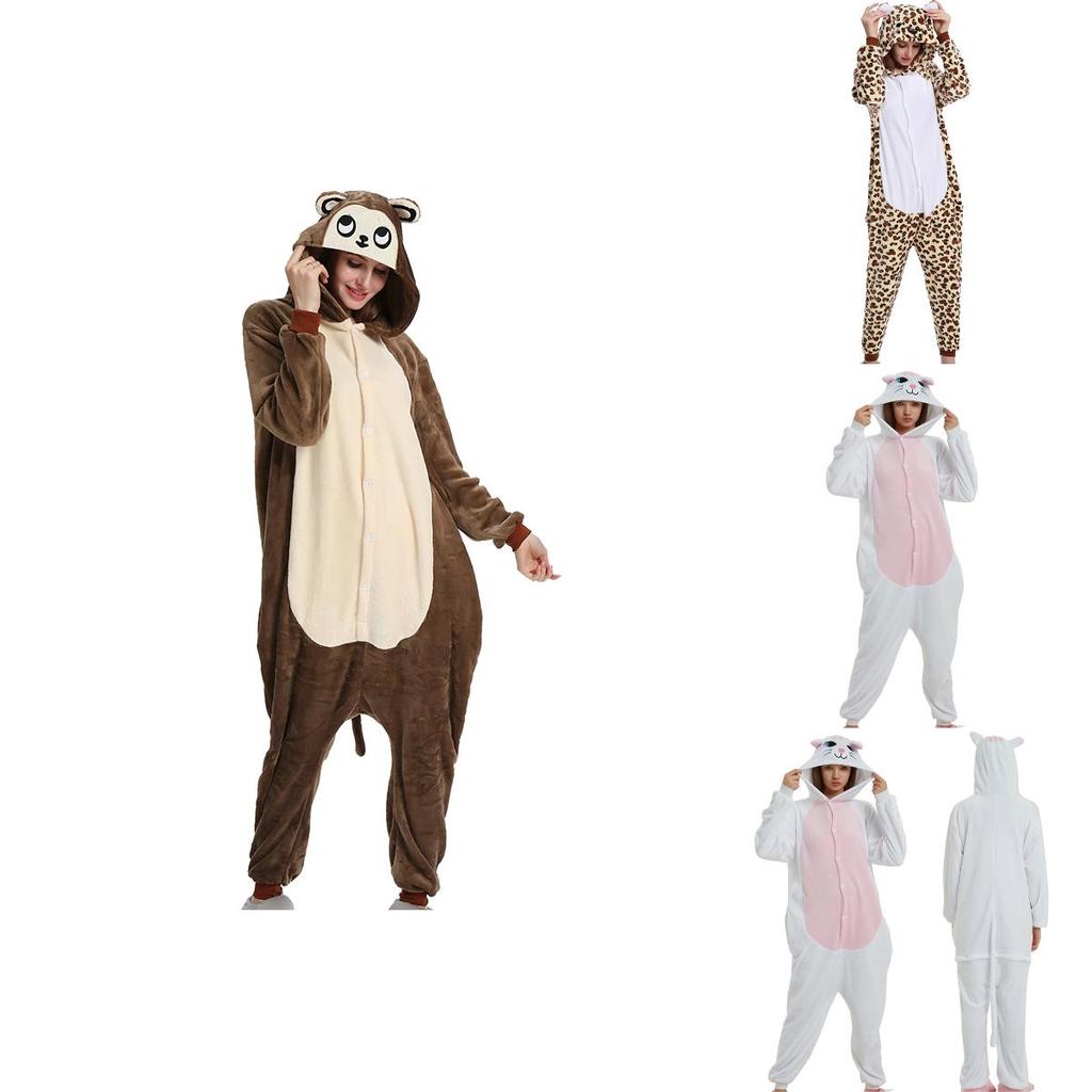 Gemütlicher Unisex Erwachsenen Tier Flanell Onsie Kostüm Pyjama mit Seitentaschen