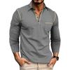 Men's Solid Color Button Lapel Long Sleeve Top Men's Casual Fashion Long Sleeve Top