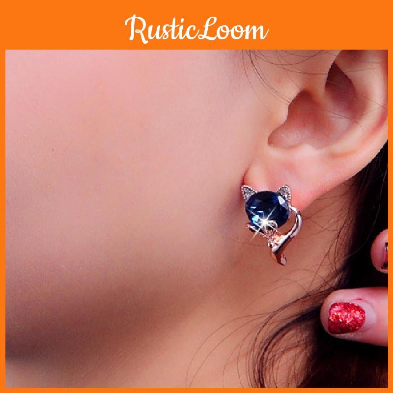 Charming Fox Crystal Earrings For Women Elegant Fashion Korean Style Gift
