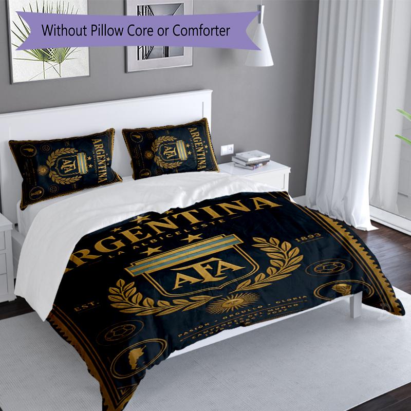 3pcs Argentina Football Duvet Cover Set, Includes 1 Duvet Cover and 2 Pillowcases,Skin-Friendly&Comfortable Fabric,Suitable Bedding Sets
