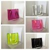Large Capacity Waterproof Shoulder Bag Candy Color PVC Tote Bag Casual Transparent Handbag  Sports