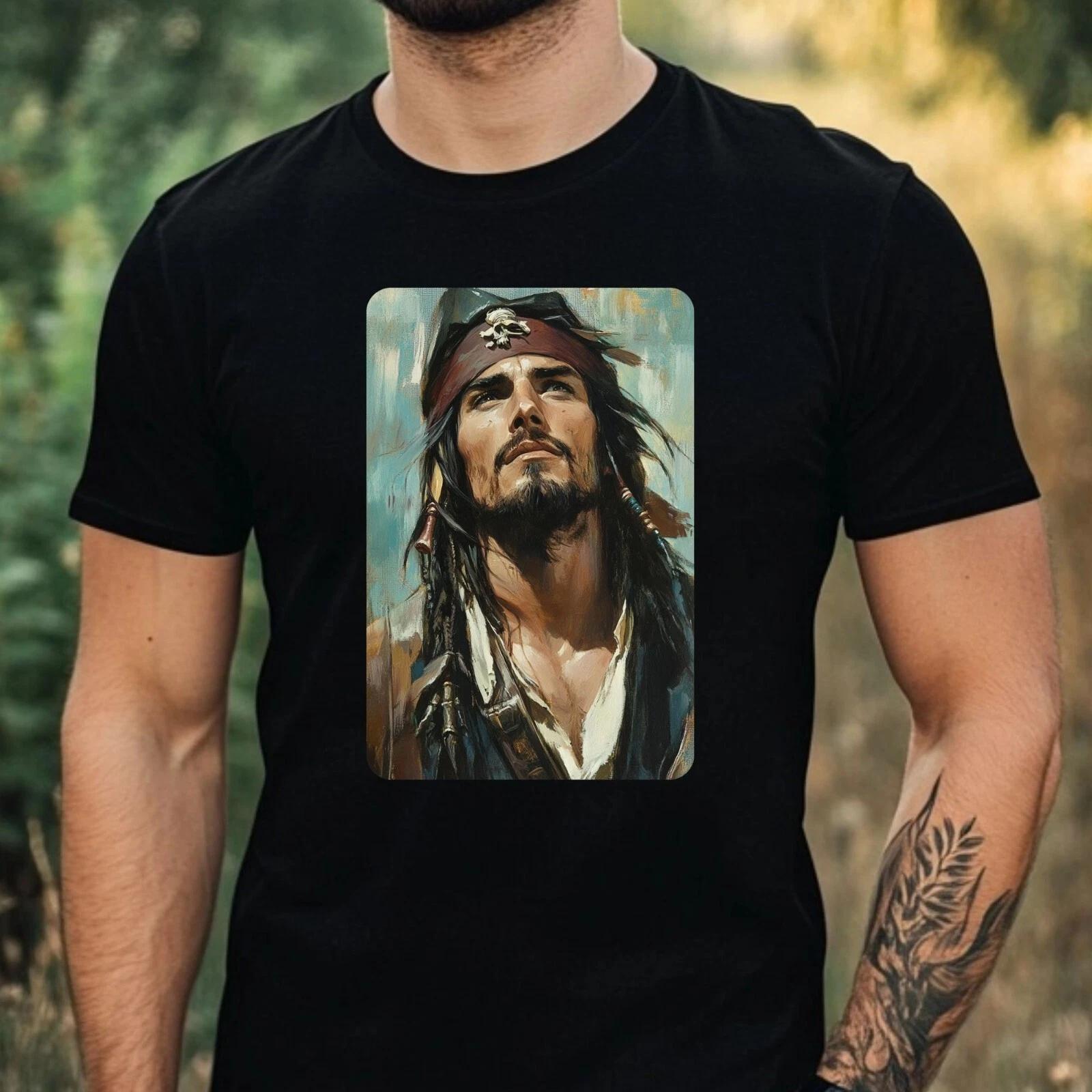T-Shirt Herren Pirat Portrait Motiv Baumwolle Größe XS bis 5XL XL