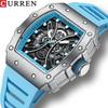 Curren 8438 Luxuriöse Silikonarmband Herren Quarz Armbanduhren Wasserdichte Quadratische Sportuhr Mit Kalenderfunktion