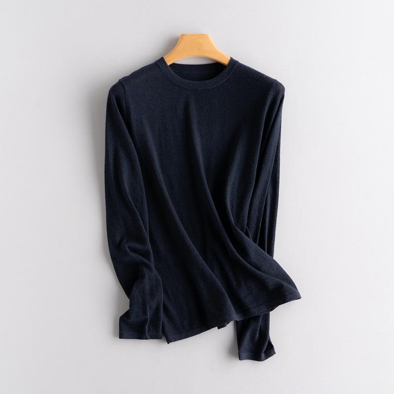 Women's Casual Knitwear: Pure Cashmere Long Sleeve, Round Neck, Loose Style for Autumn and Winter.