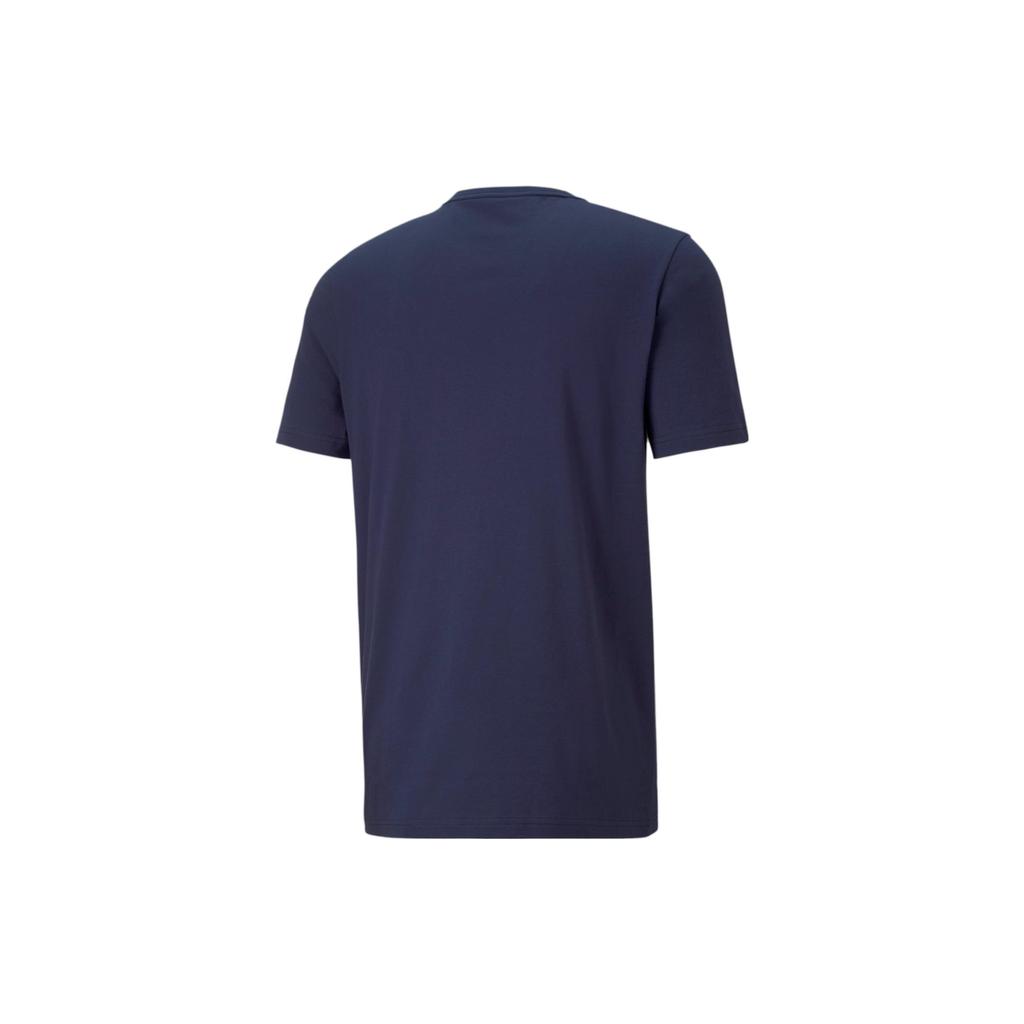 PUMA Alphanumeric Print Crew Neck Short Sleeve T-Shirt Men Tops Blue 778680-03