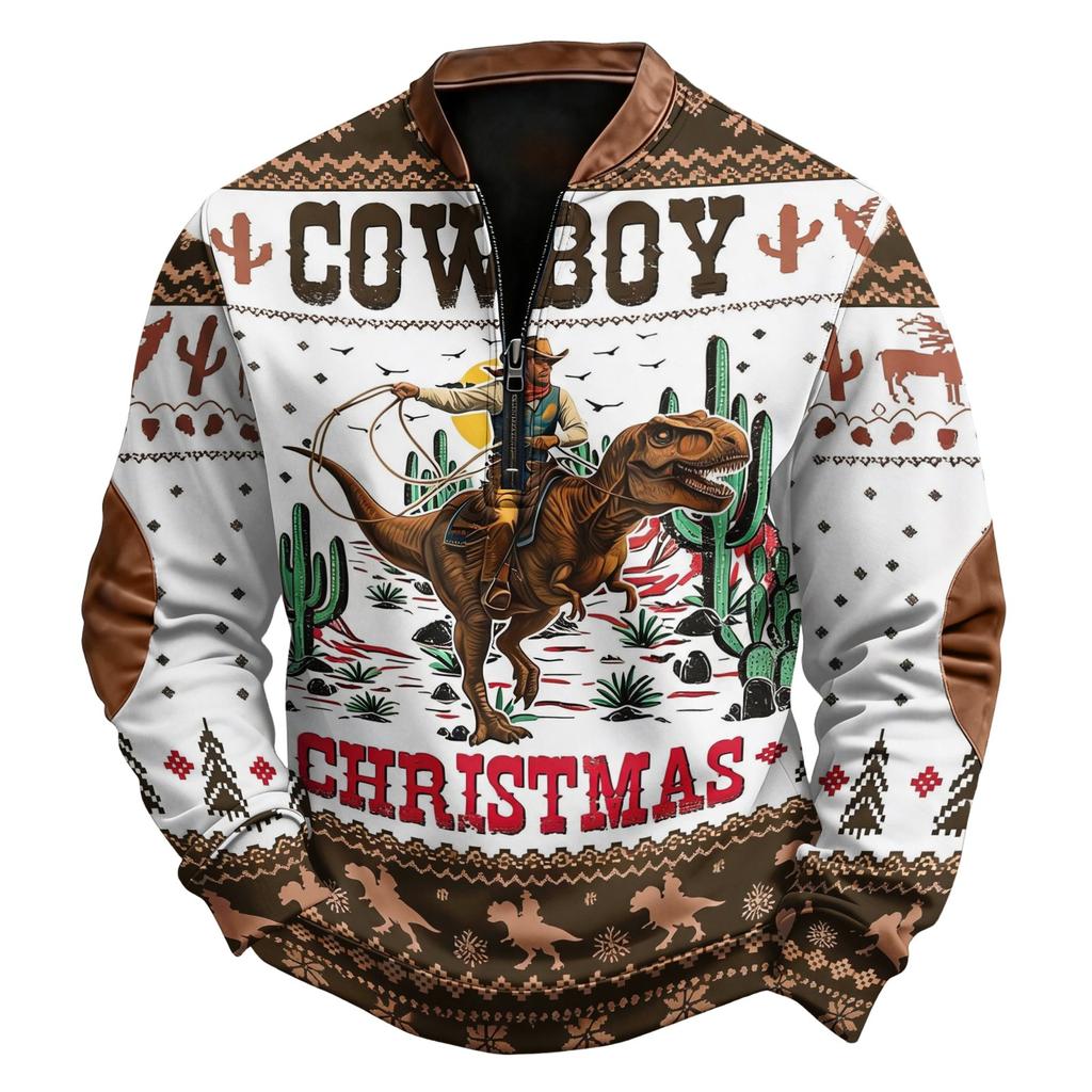 Herren-Sweatshirt mit lustigem Weihnachtsdruck, Langarm-Pullover