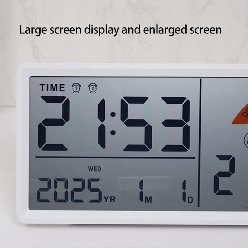 Multifunctional Electronic Clock Indoor Temperature Monitor Easy Setups Battery Operated with 2 Alarm and Snooze Feature