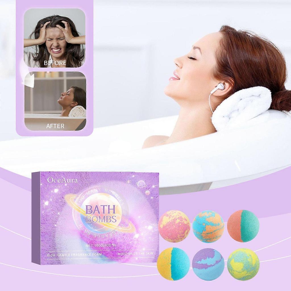 Begrenzte Zeit!!Oceaura Blasen Badesalz Kugel, Blasen Dusch Duft, Feuchtigkeitsspendender Blumenduft, Langanhaltender Duft, Pflanzliche Reinigende Bade Kugel