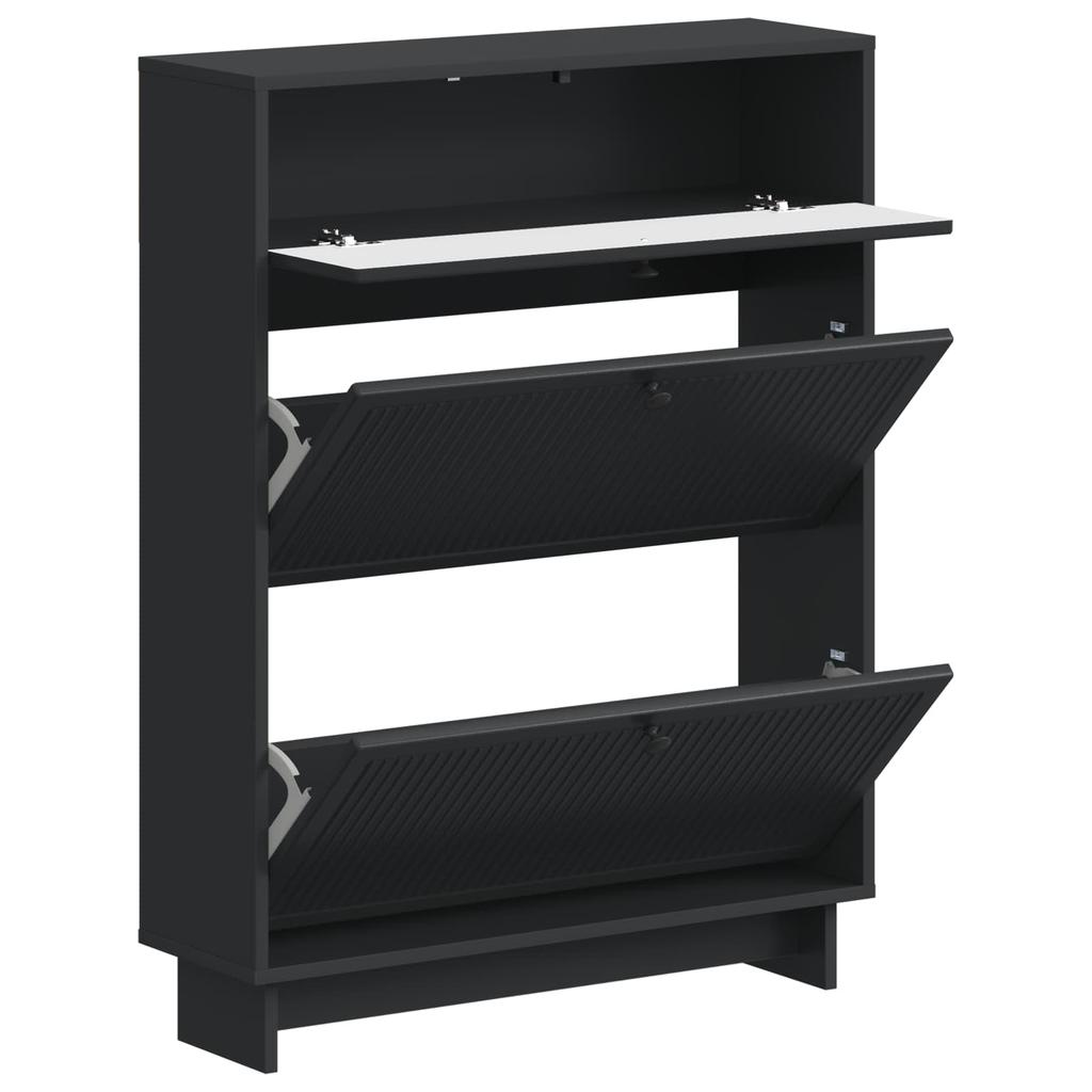 Shoe Cabinet EDE 78 X 24 X 103 Cm Engineered Wood Black