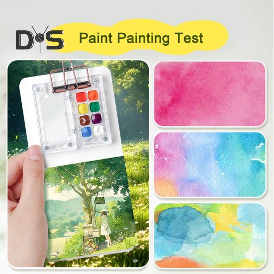 Mini Watercolor Paint Box Pocket Artist Travel Set 8/15-Color Palette Walnut Wood Metal Clip Portable Watercolor Pen