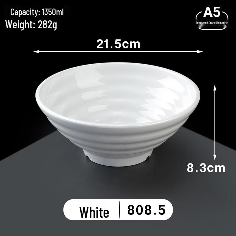 A5 Melamine Imitation Porcelain Ramen & Soup Bowls - 8.5 Inch (Pack of 10)
