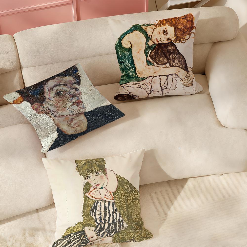 Art Egon S-schiele Pillow Case Applicable Space For Guest Rooms Interiors Cars Office House Decoration