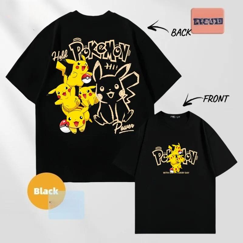 Japanese Anime Pikachu Printed Cotton Tshirt for Men and Women SpringSummer New Collection Fashion Short Sleeved Shirt