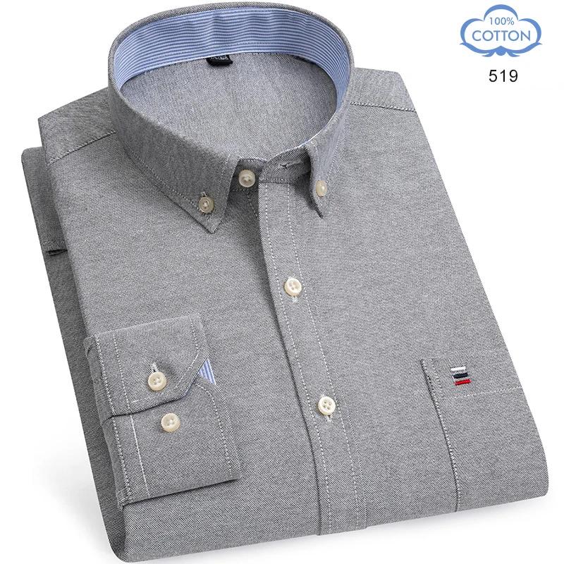 Camisas Oxford de Algodón 100% Puro para Hombre Manga Larga Camisa a Cuadros Rayada Masculina Negocios Tartán Camisa Roja Ropa de Diseño para Hombre