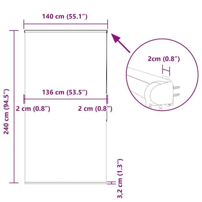 VidaXL Store enrouleur de douche avec cassette largeur du tissu 136 cm, store de douche, store enrouleur de rideau de 4015060