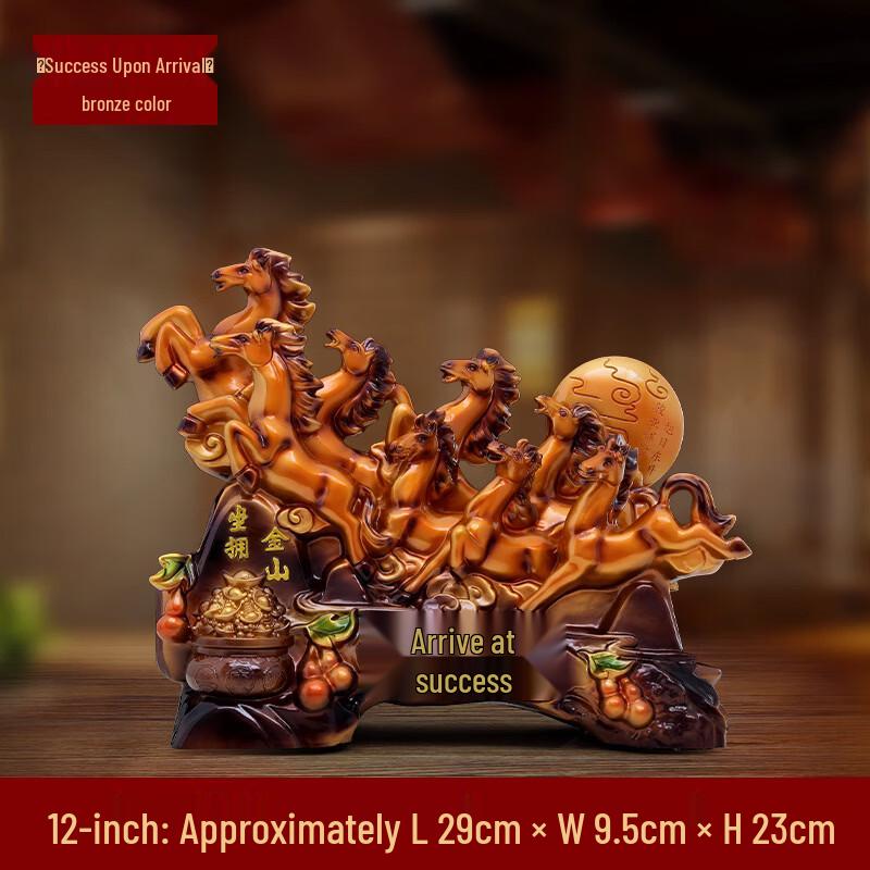 Majestic Eight Horses Lucky Charm Sculpture