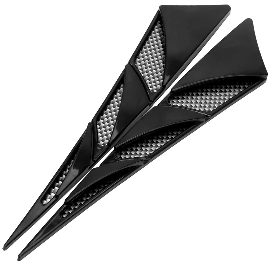 New 2Pcs Simulation Car Hood Decor Vent Both Side Air Flow Sticker Black Universal