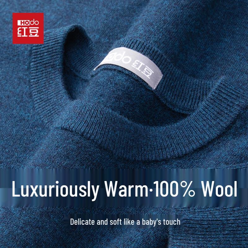 Hodo Men's 100% Pure Wool Lightweight Round Neck Sweater