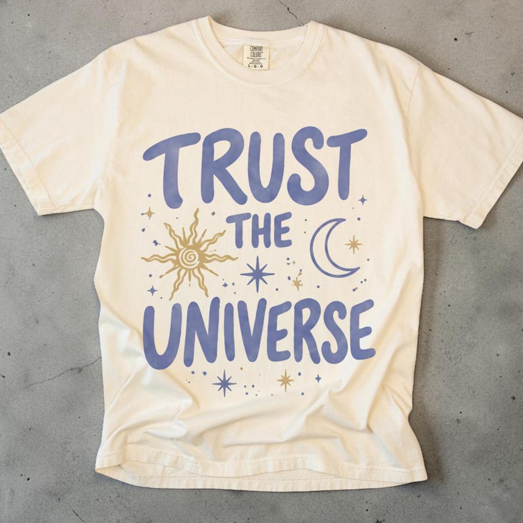 Trust the Universe Shirt, Sun and Moon Tee, Unisex Comfort Colors, Boho Celestial Shirt, Spiritual Tee, Astrology Gift, Mystical Shirt