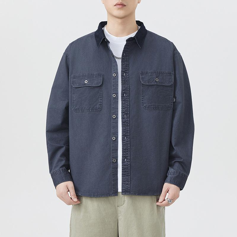 Japanese Pure Cotton Shirt Jacket Men's Loose Casual American Spring New Style Shirt