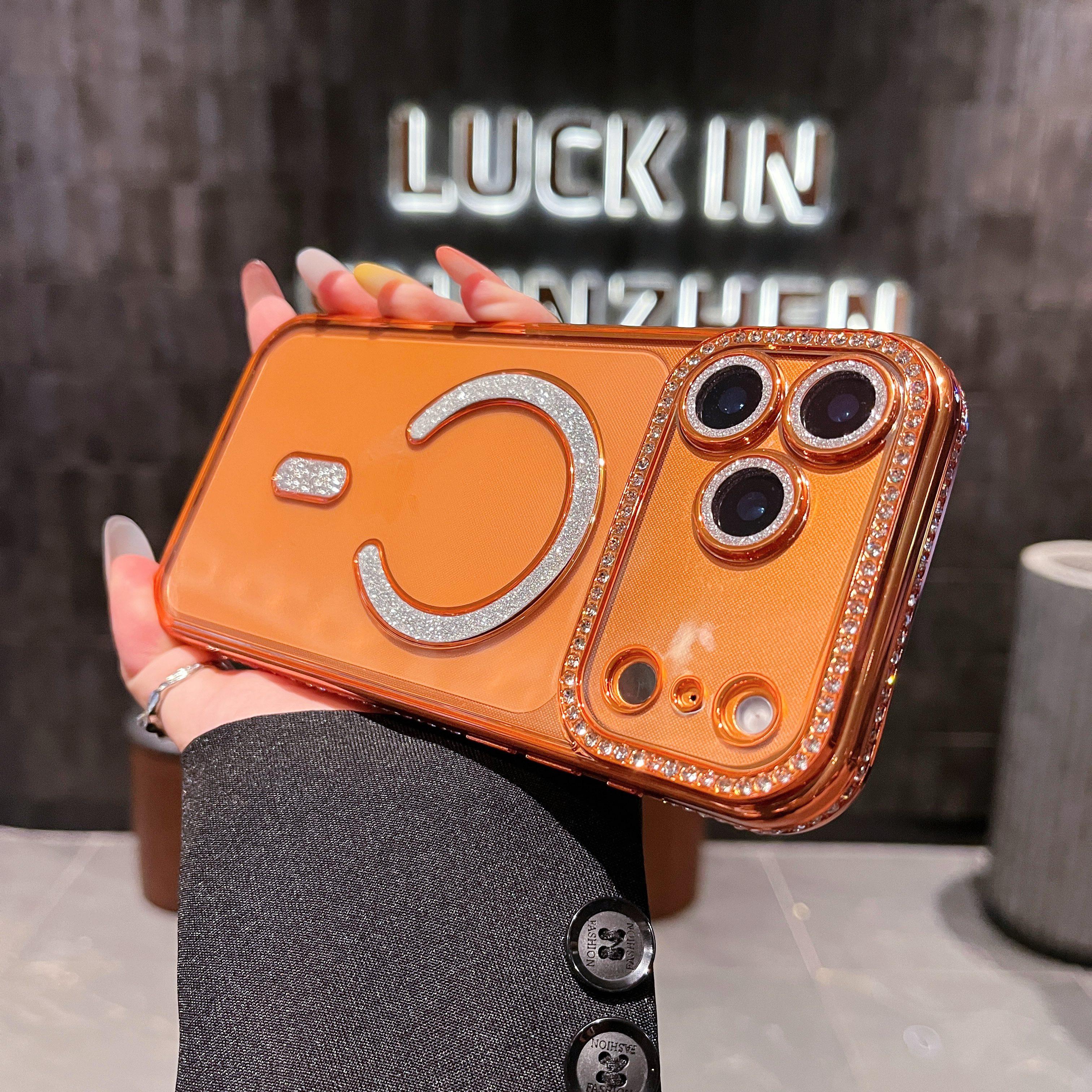 

Женский Девичий Чехол с Бриллиантовым Блеском Magsafe для iPhone 17Air 16e 15 14 Plus 12 13 17Pro Max Прозрачный ТПУ Мягкий Чехол для Беспроводной Зарядки iPhone17 Pro Max оранжевый