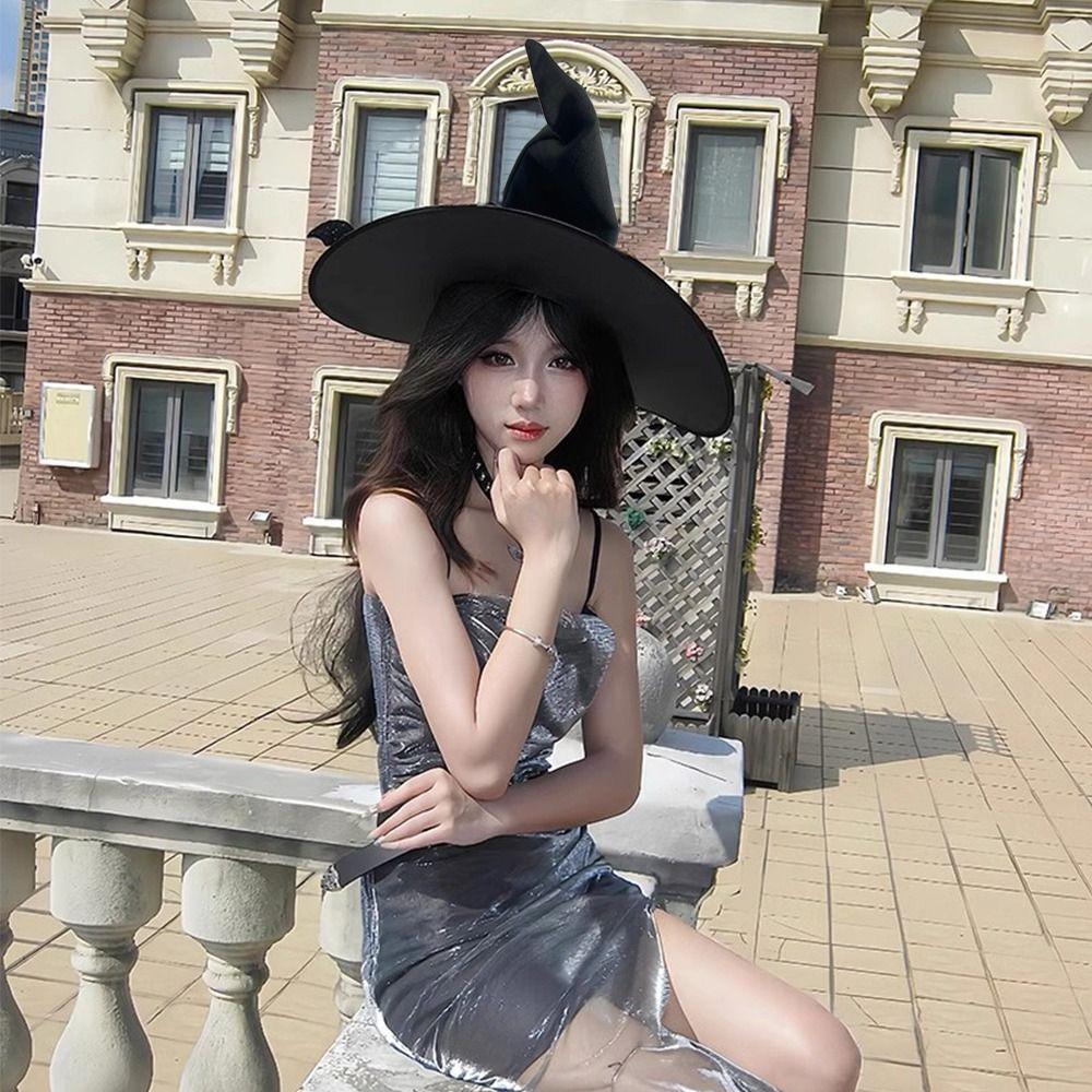 Fashion Party Halloween Sorcerer Hat Portable Vintage Witch Hat Cosplay Props