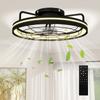 Deckenventilator mit Licht und Fernbedienung, 48 cm LED-Deckenventilator mit 3 Farbtemperaturen, 6 Geschwindigkeiten, Timer, Schwarz